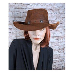Minnetonka the Outback Buffalo Nickel Brown Suede Leather Hat Size Extra Large